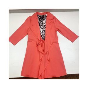 Luii Rayon Blend Ruffle Front 3/4 Sleeve Mid-Length Jacket Women's Size Medium